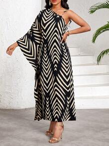 SHEIN Lady Women's Vacation Striped Batwing Loose Casual Maxi Dress