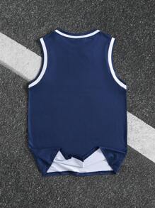 Manfinity Sporsity Men's Summer Casual Letter Print Tank Top Basketball Jersey Sports Jersey, Retro Basketball Shirt, Chicago Jersey