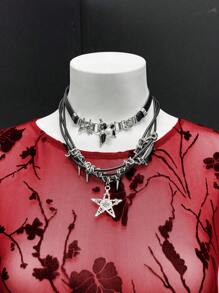 EgrlEra Áo lưới nhung họa tiết hoa gợi cảm mùa hè cho nữ - Đỏ và đen - Xem 4