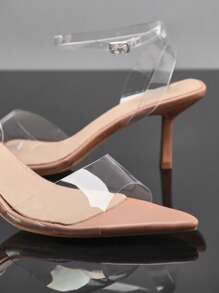 SHUZIA Women's Minimalist Pointed Insole Ankle Strap Heeled Sandals - Beige - View 4