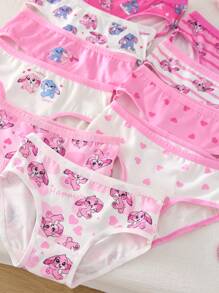 10pcs Girls' Cute Rabbit Print Soft & Comfortable Basic Cotton Panties Kids Girls Underwear Fall Winter