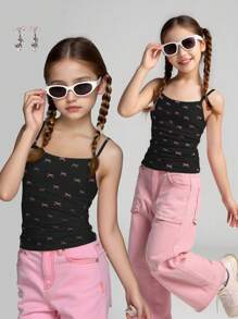 Tween Girls Slim Fit Casual Sporty Camisole Tank Top Basic Set - White - View 3