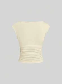 Sweetra 3pcs/Set Sexy Backless Breathable & Moisture-Wicking Short Sleeve Slim Fit Women T-Shirt Tops Set - Multicolor - View 4