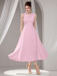 Poshira Elegant Heavy-Embellished Formal Dress - Pink - View 1
