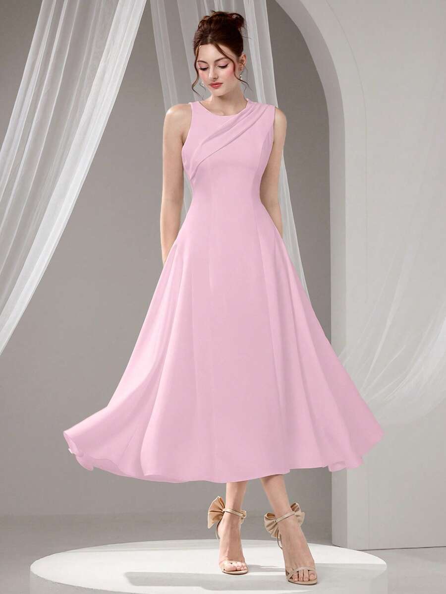 Poshira Elegant Heavy-Embellished Formal Dress - Pink - View 1