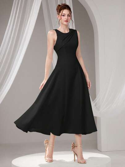 Poshira Women's Formal Party Dress,Women's Fashion And Elegant Wedding Party Prom Dress, Slim Waist And Slim Fabric, Comfortable And Soft, Back To School Summer Dress For Women, Bowknot Beads And Diamond Decoration, Black Dress For Women