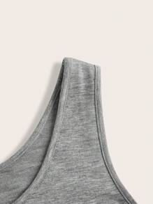 SHEIN BASICS Plus Size Solid Color Knitted Sleeveless Bodycon Dress, Casual - Light Grey - View 3