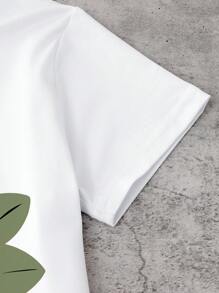 SHEIN Playful Pals 1 Set Toddler Cartoon Style T-Shirt And Shorts Set, T-Shirt With Adorable Green Dinosaur Head Print, Shorts With All-Over Blue Dinosaur And Fossil Pattern, Short Sleeve Shorts, Lightweight, Suitable For Daily Wear, Spring/Summer - Multicolor - View 7