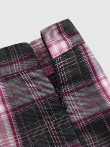 ROMWE J-Fashion Plaid Printed Casual Versatile & Fashionable A-Line Skirt, Summer - Multicolor - View 4