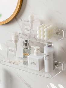 1pc Acrylic Storage Shelf Wall Decor, Wall Storage Hanger Racks, Display Cabinet,Stationery Storage, Multi-Purpose Storage Rack,Floating Shelves For Girls Toys,Doll, Photo Frame, Display Shelf Organizer For Bathroom, Bedroom, Living Room Decor, Kitchen Decor, Room Decor, Christmas For Holiday Gift Giving - Clear - View 7