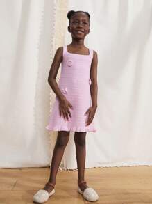 Maija Kids Maija Kids Young Girls Knitted Floral 3D Strap Dresses,In Fall/Winter