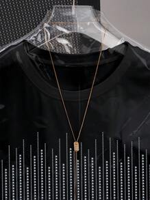 SHEIN 大码女式闪光水钻装饰T恤 - 黑色 - 查看 3