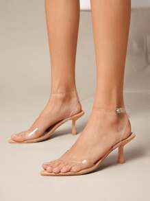 SHUZIA Women's Minimalist Pointed Insole Ankle Strap Heeled Sandals - Beige - View 2