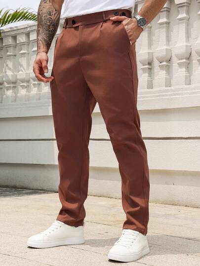 Calvornis Spodnie wizytowe męskie w dużych rozmiarach, casualowe, biznesowe, w jednolitym kolorze, ze skośnymi kieszeniami