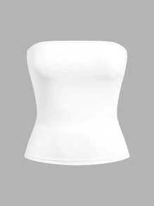 SHEIN EZwear 女士夏季休闲纯色抹胸 - 彩色 - 查看 3