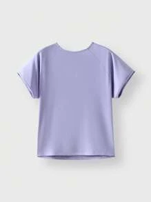 JNSQ T-shirt à manches courtes pour sports de plein air pour préadolescentes retournant à l'école, Top de sport à manches courtes pour enfants avec col rond et impression réfléchissante 3M