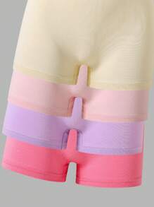 Sparklyn 4 件套 青少年女孩纯棉可爱腰带印花内裤，纯色返校时尚