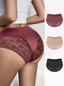 Snug Zone 3 peças/Conjunto Calcinhas de Renda Sexy Mulheres, Corte Triangular, Calcinha Tipo Maiô Bikini - Multicolorido - Visão 1