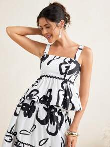 VALERIA GALIPOLI Áo crop top họa tiết sóng in hoa dễ thương cho nữ mùa hè, kỳ nghỉ, ngày lễ, bãi biển - Nhiều màu - Xem 4