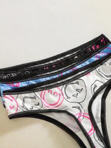 SmileyWorld® | SHEIN 3 件笑脸字母图案内裤
