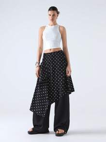 LYSMO Women's Casual Polka Dot Print Asymmetrical Hem Mini Skirt, Summer - Multicolor - View 4