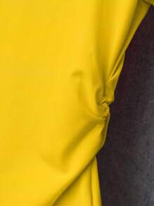 INAWLY Women's Cartoon Cat Print Round Neck Short Sleeve Ruffle T-Shirt - Yellow - View 5