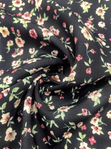 Linhara Chemise élégante et romantique avec manches lanternes, décolleté en V, découpes et imprimé floral éparpillé, pour les grandes tailles, style casual vacances plage et resort