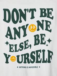 AXEPEAK 男士标语图案 T 恤和短裤夏季服装，街头潮流