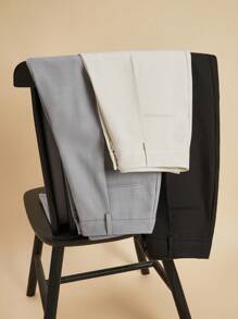 Anewsta 三条时尚、优雅、现代简约口袋阔腿西装裤套装，米色、灰色和黑色可选，适合度假/新年穿着。 - 彩色 - 查看 3