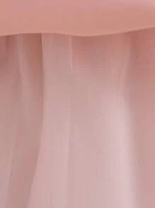 女婴夏季优雅蝴蝶图案欧根纱短袖派对连衣裙 - 粉色 - 查看 7