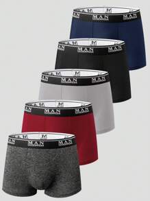 5条装男士弹力舒适平角内裤 - 彩色 - 查看 3