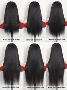 ALL READY WIG 13x6 直发 Flexfit 抽绳假发适合所有头型前部假发真人发 180% 密度漂白结头无胶真人发假发自然黑色女士 - Natural Black - 查看 4