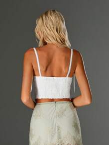 TRNVIE White Hollow-Out Embroidery Flower Women's Camisole Tank Top