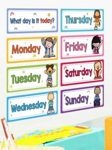 8 Pcs Days Of The Week Flashcards Subject Titles For Bulletin Board Boarder Headliners Classroom Decoration Teacher Teaching Aids
