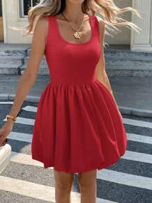 SHEIN LUNE Pastel Yellow Cute Ruffled Skirt, Ins Style, Suitable For Spring/Summer,Boho Clothes Women - Red - View 3