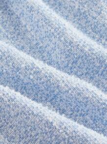 SHEIN MOD 粗花呢 V 领挂脖纯色珍珠纽扣连体裤，粉色连体衣 - 藍色 - 查看 4