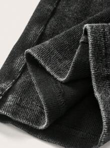 SHEIN BASICS Plus Size High Waist Solid Color Knit Flare Pants - Black - View 5