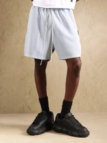 SUMWON Athletic Drop Crotch Basketball Shorts Loungewear Drawstring Waist Urban Streetwear Workout Running Training Sport Athleisure Activewear - Baby Blue - View 7