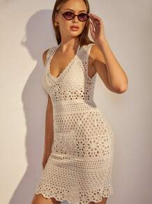 COSMINA 女士毛衣裙，夏季时尚 - 奶油色 - 查看 1