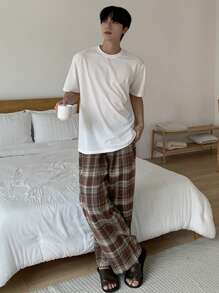DAZY Plaid Lounge Pants, Summer - Brown - View 5