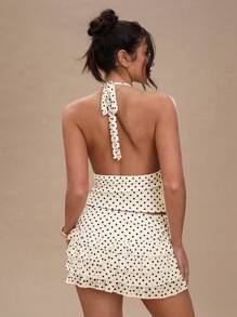 SHEIN BAE 女式圆点印花多层荷叶边下摆半身裙 - 杏色 - 查看 2