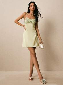 Poéselle Damen Mini-Kleid mit Spaghettiträgern, modisch und geeignet für den Sommer