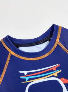 Baby BoyLong Sleeve Rash Guard & Short Swim Trunks Cartoon Printed Swimsuit Set, Sibling Matching Outfits (Sold Separately, 2 Sets) - Multicolor - View 5