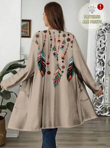 EMERY ROSE 大尺碼女士寬鬆長袖開衫，適用於夏季