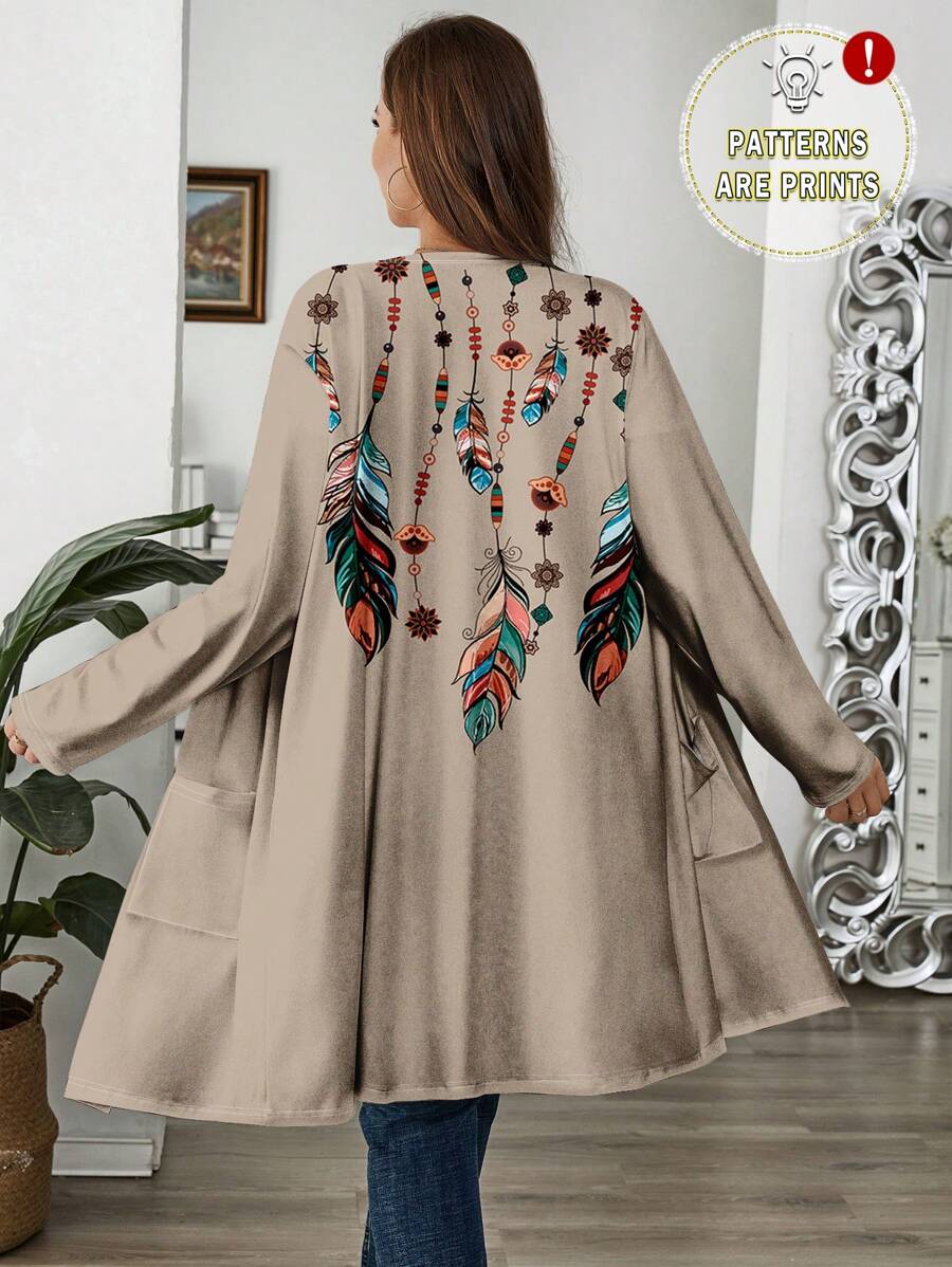 EMERY ROSE 大尺碼女士寬鬆長袖開衫，適用於夏季