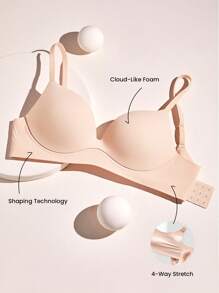 LUVLETTE 梦幻曲线支撑+粉色无线聚拢T恤基本款自由文胸舒适必备单品 - 粉色 - 查看 8