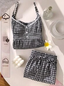 SHEIN EZwear Women Two Pieces Outfits For Daily Wear - Black and White - View 7