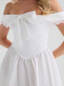 Glamine White Off Shoulder Lace Elegant Cute Bubble Dress,Women Graduation Summer Wedding Guest Party Dress,Birthday Outfits,Sun Dresses For Women - White - View 7