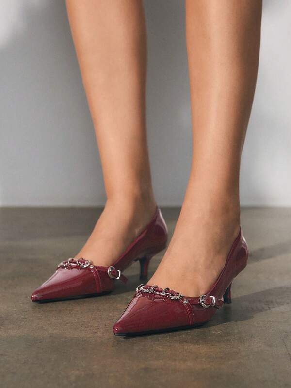 Cuccoo CUCCOO GRLICON 2024 Herbst neuer Europäischer Stil Damen Wildleder Stilettoabsatz Echtleder Schuhe für Weihnachts- und Neujahrsstimmung Herbst und Winter