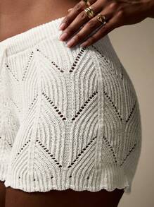 MISSGUIDED Handgefertigte gehäkelte Strick Boho Strand Shorts, Sommer Festival Urlaubs Loungewear mit Kordelzug Cover-up Unterteil